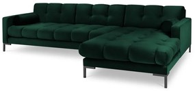 Colțar din catifea cu extensie pe partea dreaptă Cosmopolitan Design Bali, verde închis