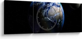 Tablou planetei Pământul (cu ceas) (90x30 cm)