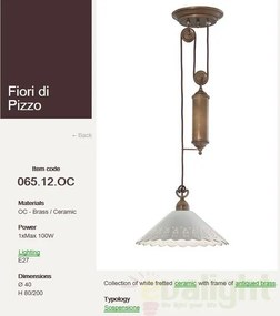 Lustra, Pendul rustic fabricat manual diametru 40cm Fiori di Pizzo 065.12.OC