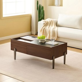 Masă de cafea modernă cu sertare și capac glisant, mult spațiu de depozitare, 105x50x41,5 cm, Maro