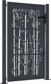 vidaXL Poartă de grădină antracit 100x150 cm oțel design bambus