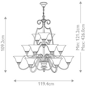 Lustră pe lanț Hinkley HK-CELLO15 CELLO 15xE27/60W/230V