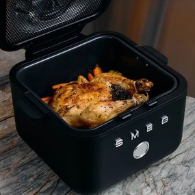 Friteuza cu aer cald Smeg Collezione AFC01BLMAU, 1450 W, 7,3 l, 40-200°C, 7 programe, Мod dublu, Цomandă tactilа, Timer, LED, negru