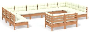 3097274 vidaXL Set mobilier grădină cu perne 12 piese maro miere lemn de pin