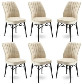 Set 6 scaune haaus Flex, Crem/Negru, textil, picioare metalice