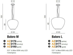 Lustra design modern 30cm Baloro M smoky ZZ AZ3178