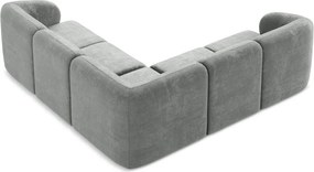 Colțar gri cu tapițerie din chenille Lani – Makamii