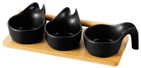 Set servire Florina Adria Black maner, bambus, portelan,  25 x 9 x 6,5 cm