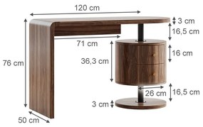 BIM201 - Masa de birou moderna, 120 cm, home office cu 2 sertare, cu sau fara scaun - Maro