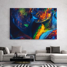 Tablou Canvas, 20x30cm, Dormitor si Living, Abstracte, Culori vibrante, Fluorescent Green Lips