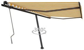 vidaXL Copertină autonomă retractabilă manual, galben&amp;alb, 400x350 cm