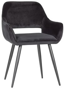 Set de scaune de sufragerie negru cu cotiere 2 buc. tapițat Jelle – WOOOD