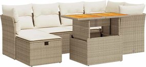 vidaXL Set canapele grădină cu perne 7 piese bej poliratan/lemn acacia