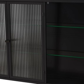 Dulap de Perete cu 3 Uși din Sticlă cu Design Curbat, Negru | Aosom Romania