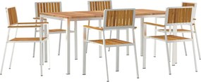 vidaXL Set dining pentru exterior 7 pcs Maro Lemn Solid de Acacia