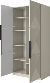 Dulap Asha 100 cm cu față canelată și mânere metalice - cașmir / mânere negre
