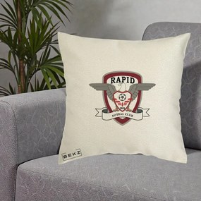 Perna Personalizata Rapid Fotbal Club 1923, 40x40 cm, Ecru, Husa Detasabila, Perna Inclusa, BEKZ®