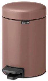 Cos de gunoi cu pedala Brabantia NewIcon 1008837, 3 L, Inchidere lina, Baza antiderapanta, Finisaj satinat, Maro
