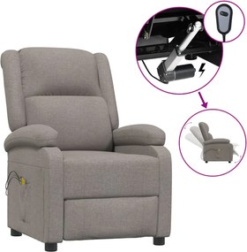 vidaXL Fotoliu de masaj electric rabatabil, gri taupe, textil