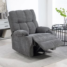 HOMCOM Scaun de relaxare cu suport pentru picioare, scaun de așezare, drehbar, până la 150 kg, cadru din oțel, 88x96x108cm, Gri inchis | Aosom Romania