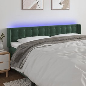 3123739 vidaXL Tăblie de pat cu LED, verde închis, 203x16x78/88 cm, catifea