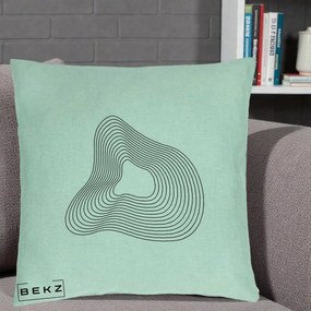 Perna Decorativa Abstract Linii Organice, 40x40 cm, Verde Menta, Husa Detasabila, Perna Inclusa, BEKZ®