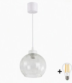 Brilagi - Lustră LED suspendată pe cablu RETRO GLASS 1xE27/60W/230V diam. 25 cm alb/transparent