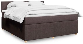 vidaXL Pat continental cu saltea maro închis 180x200cm material textil