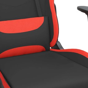 Scaun de gaming pivotant cu taburet, negru si rosu, textil 1, Rosu, Cu suport de picioare