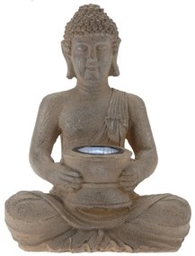 Lampa solara de gradina Buddha, 21x14x28 cm, argintiu