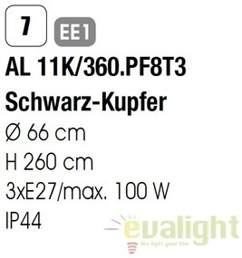 Stalp exterior stil clasic IP44 H260cm Kenzo AL 11K/360.PF8T3 schw.-kupfer OR