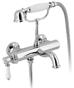 Baterie argintiu-lucios pentru cadă cu montare pe perete (2 ieșiri) Vienna – Sapho