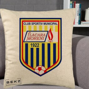 Perna Personalizata CSM Flacara Moreni 1922 Fotbal, 40x40 cm, Bej, Husa Detasabila, Perna Inclusa, BEKZ®