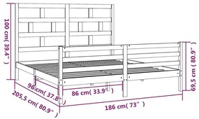 Cadru de pat Super King 6FT, alb, 180x200 cm, lemn masiv Alb, 180 x 200 cm