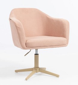 HR832CROSS Scaun Catifea Reiată Premium culoare Roz prăfuit Litchi cu Bază Crem