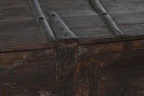 Cufar vintage, din lemn de tec, sculptat manual, Trunk