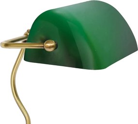 Lampa de birou din alama si sticla verde Banker