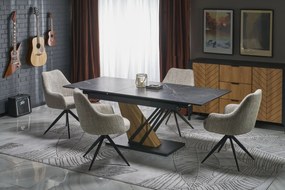 Masa extensibila Volant marmura neagra/stejar auriu/negru L160-200 cm