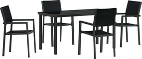 vidaXL Set de masă pentru grădină 5 pcs Negru