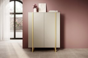 Comodă Verica 120 cm - cașmir / picioare aurii