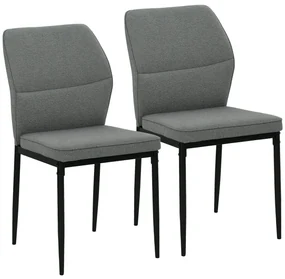 HOMCOM Set de 2 Scaune din Catifea cu Picioare Metalice, Spătar Curbat și Șezut Căptușit, 45x57x86 cm, Gri | Aosom Romania