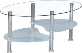 Masuta de cafea WAVE NEW, transparent/alb/crom, sticla/otel, 90x41x55