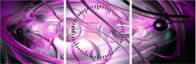Tabloul cu abstracție frumoasă în violet (cu ceas) (90x30 cm)