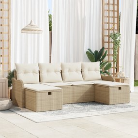 Set canapea grădină vidaXL 6 piese cu perne Bej Poly Rattan