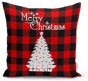 Set 4 fețe de pernă și un napron de masă cu model de Crăciun Minimalist Cushion Covers Christmas Tartan