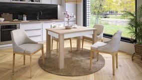 Mazzoni FONTE Stejar Sonoma / Alb Mat - MASĂ CLASICĂ DE BUCĂTĂRIE/LIVING EXTENSIBILĂ PÂNĂ LA 130 sau 155 cm!