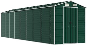 vidaXL Șopron de grădină, verde, 191x725x198 cm, oțel zincat