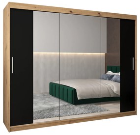 Dulap de haine 250 cm Toki 2 (stejar artisan + negru mat). 1065036