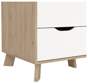 Șifonier alb-în culoare naturală cu aspect de lemn de stejar cu oglindă 147x201x58 cm Ikast – Tvilum