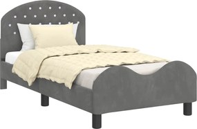 vidaXL Cadru de pat pentru copii cu spătar Gri închis 80 x 160 cm